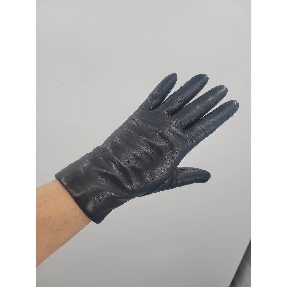Vintage Portoland Black Leather Gloves Cashmere Lined Sz 6.5